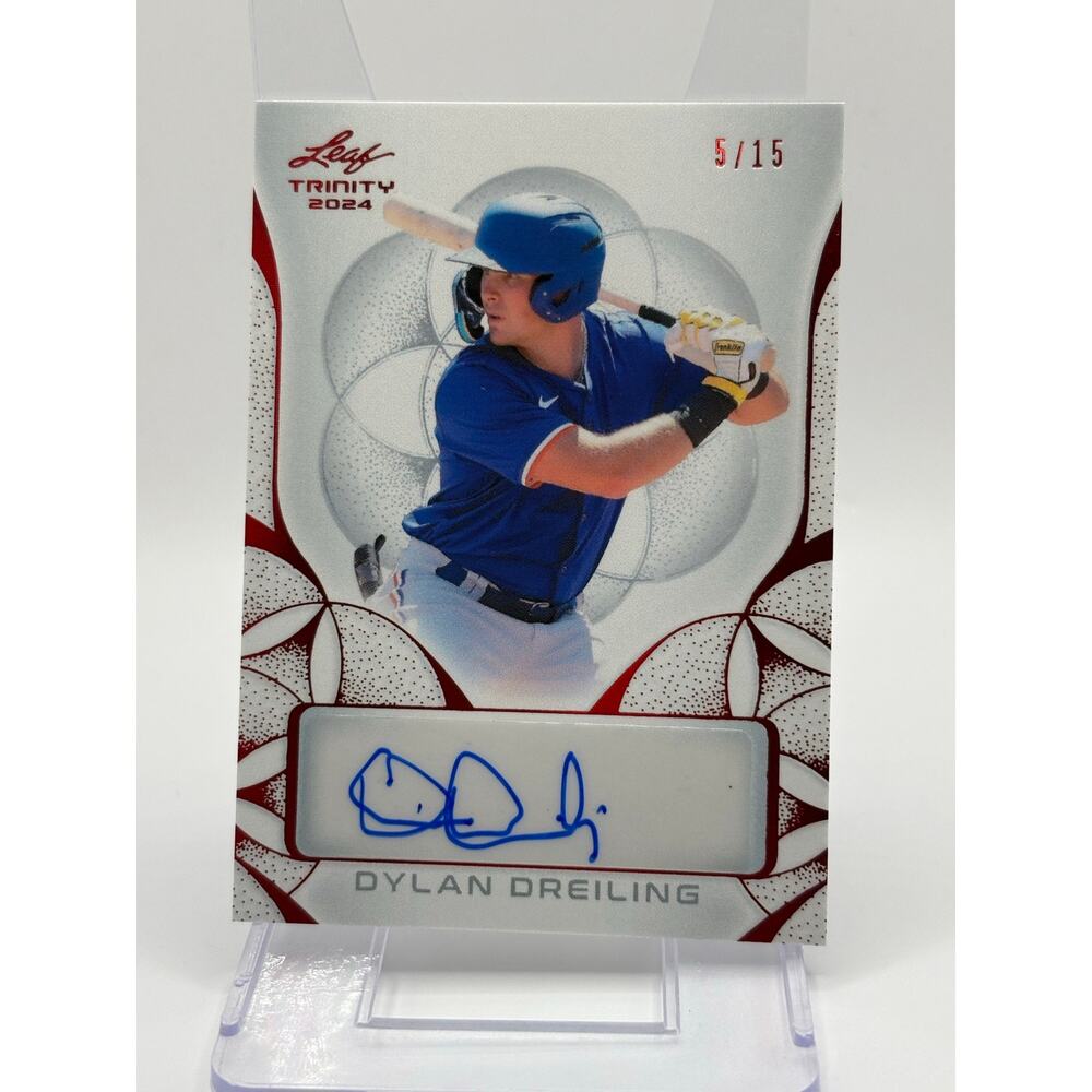 2024 Leaf Trinity Baseball Dylan Dreiling Red  Auto 5/15 SP Rangers Vols